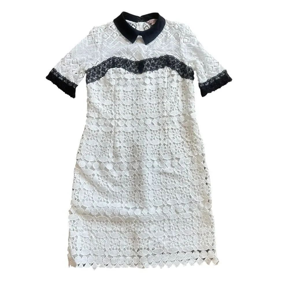 Nanette Lepore Black and White Lace Dress Size 4